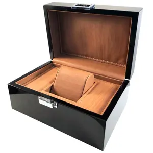 Unique Single Black Wooden Jewelry Black Luxury Watch Packaging Box for gift for display