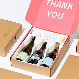 Prime Branded Kemasan Mewah Memasukkan Botol Anggur Mailer Pengiriman Kardus Kertas Bergelombang dengan Kotak Kemasan Jolly