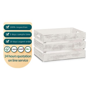 Poubelle de conteneur de nidification rustique avec poignées panier en bois de ferme décoratif <span class=keywords><strong>Vintage</strong></span> boîte en bois Riser caisses de stockage en bois - Product Image 1