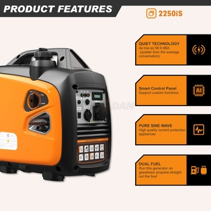 เครื่องกำเนิดไฟฟ้าอินเวอร์เตอร์แบบพกพา HWASDAN 2KW 1800w เงียบ ใช้ได้กับน้ำมันเบนซิน/แก๊ส LPG พร้อมระบบสตาร์ทไฟฟ้าแบบรีโมท - Product Image 3