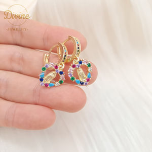Boucles d'oreilles de luxe pour femmes, blanches, cristaux, strass, arc-en-ciel, Zircon, vierge marie, pendentifs, <span class=keywords><strong>2022</strong></span> - Product Image 2