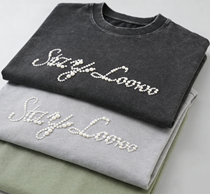 <span class=keywords><strong>T</strong></span>-shirts personnalisés avec lettres 3D en relief, perles et strass, design brodé de perles - Product Image 1