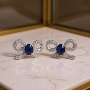 Orecchini a perno da donna con fiocco in micro pavé di zirconia cubica, gioielli alla moda - Product Image 2
