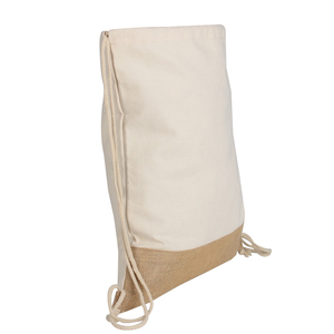 Sac à dos personnalisé avec cordon de serrage et base en jute naturelle pour le shopping et la plage, fond en jute réutilisable, sac à dos léger de haute qualité - Product Image 5