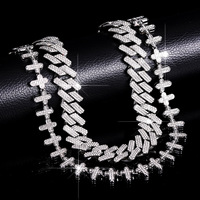 Collier chaîne cubaine avec croix en strass dorés, en alliage de zinc, bijoux hip-hop pour hommes, femmes, rappeurs, pour la scène et les soirées