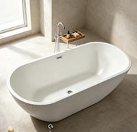 Baignoire autoportante en acrylique de conception moderne, ovale, pour bain à remous intérieur