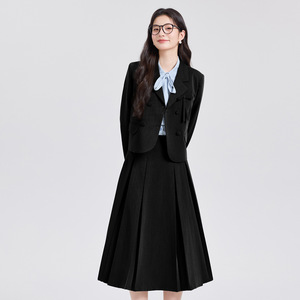 Women's Formal Suit Set Solid Color Polyester Autumn Casual Wear For University Students Interview Speech Defense - Product Image 2