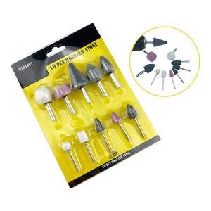 Juego <span class=keywords><strong>de</strong></span> 10 piezas <span class=keywords><strong>de</strong></span> puntas abrasivas <span class=keywords><strong>de</strong></span> piedra montadas con vástago <span class=keywords><strong>de</strong></span> 6 mm para herramientas rotativas Dremel, pulido <span class=keywords><strong>de</strong></span> metal y desbarbado - Product Image 2