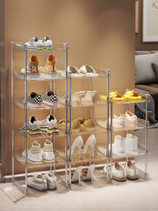 Meuble de rangement transparent pour chaussures d'entrée, multi-niveaux, sans installation, simple, en plastique PET, pour dortoir - Product Image 5