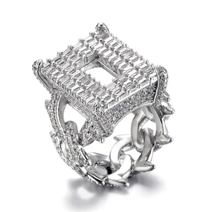 UK <span class=keywords><strong>Grime</strong></span> Culture Anillos inspirados Hip-hop Nuevo cobre con incrustaciones de circón Anillo de hombre Anillo de circón completo para hombre Rapero - Product Image 2