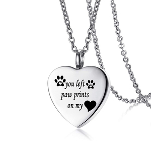 Cremazione Urna Cuore Collana Del Pendente Titolare Keepsake Memoriale Per Le Ceneri Urna di Memoria Dei Monili che avete lasciato <span class=keywords><strong>zampa</strong></span> stampe su il mio cuore locke - Product Image 6