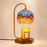 Lampe chauffe-bougie sans flamme à prise US EU UK, à intensité variable, avec base en bois, lampe d'aromathérapie, lumière de bureau décorative rétro pour la décoration intérieure