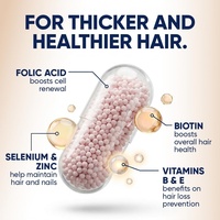 Compléments capillaires Hair Boost : Vitamines pour cheveux, peau et ongles avec biotine et minéraux pour la santé des cheveux - Cheveux plus épais - 60 capsules