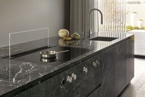 Comptoir en pierre artificielle personnalisé YUSHI, pierre frittée noire, armoire de cuisine pour la décoration de maisons et de villas modernes - Product Image 4