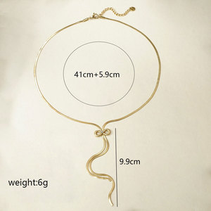 Schleifenanhänger-Halskette für Damen, Edelstahl, leichter Luxus, modische Halskette, europäischer Stil, Schleifenschmuck - Product Image 4