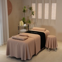 Parure de lit de luxe kaki quatre pièces avec jupe de lit, ensemble de literie pour salon, ensemble de draps pour table de massage