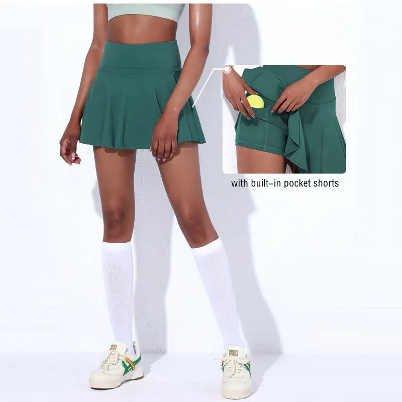SHINBENE Großhandel Tennis Wear Damen Badminton Tennis Golf Kleid Sport Workout Röcke mit inneren Shorts