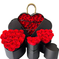 Cadeau pour la fête des mères en gros, rose éternelle, rose véritable, immortelle, décorative, stabilisée, rose éternelle conservée dans une boîte avec couvercle