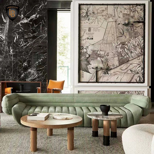 Ý thiết kế sang trọng hình chuối Sofa ghế da lộn màu vàng ưa thích da cho khách sạn căn hộ biệt thự-Ba chỗ ngồi <span class=keywords><strong>Baxter</strong></span> - Product Image 3