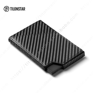 TILONSTAR TVC501 Slim Aluminum Carbon Fiber Credit <b>Card</b> <b>Holder</b> <b>Wallet</b> Business ID <b>Card</b> <b>Holder</b> Case With Leather Money Pocket - Product Image 5