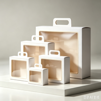 Boîte cadeau de Noël personnalisée pour fruits, très vendue, blanc nacré avec poignée, robuste et durable, avec fenêtre de présentation des fruits