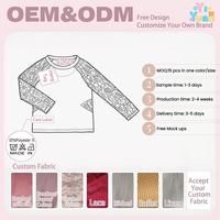 T-shirt élégant noir à empiècements pour filles, avec dentelle florale rose, manches raglan longues, col rond, haut décontracté et mignon, service personnalisé disponible