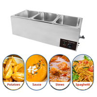 Chauffe-aliments commercial à 3 casseroles, station de soupe de comptoir Bain Marie Chauffe-aliments Table à vapeur pour buffet et restaurants