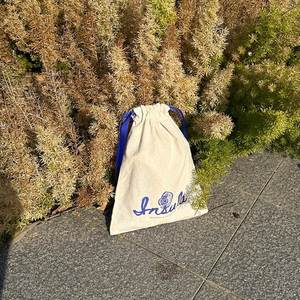 Fashion Durable Cotton <b>Drawstring</b> Bag Custom Logo Printing Cotton Dust <b>Pouch</b> With Silk Ribbons - Product Image 4