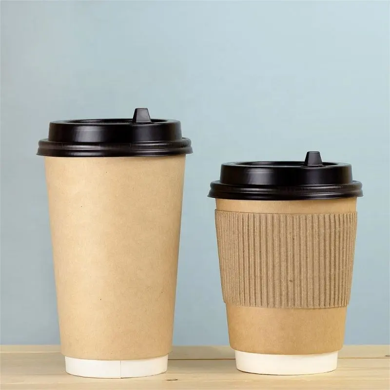 Custom Kraft Wit Iced Wegwerp Starbuck Papieren Bekers Met Deksels Voor Koffie