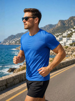 T-shirt décontracté uni en jersey de coton/élasthanne pour hommes grandes tailles, élastique, séchage rapide, respirant, anti-plis, taille européenne