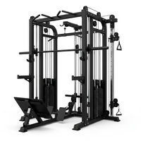 Rack de musculation tout-en-un en acier au carbone avec presse à jambes, machine Smith multifonction et poulie à bras longs pour salle de sport