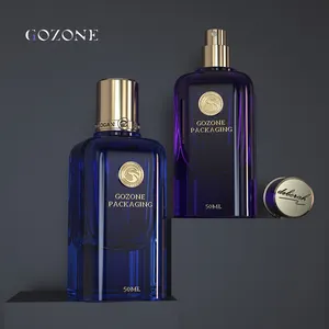 New Design Custom Dark Blue Customization 70 Ml 75 Ml Red 100Ml Square Empty Glass Bottles Perfume