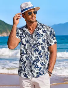 חולצות הוואי לגברים שרוולים קצרים פרחוניות חולצות כפתור למטה חולצות חוף חגים טרופיות