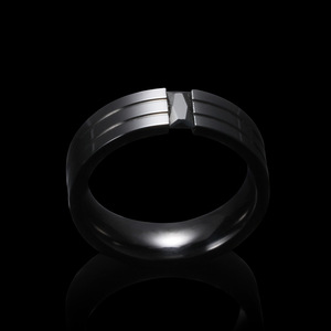 Bague géométrique pour homme en zircon noir 22MM en acier inoxydable avec sertissage pavé, bijou cadeau - Product Image 2