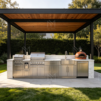 Sistema de Cocina Integrado para Exteriores de Primera Calidad, Gabinetes de Cocina Personalizados, Estructura de Acero Inoxidable y Aluminio, Fabricante OEM para Jardín y Patio