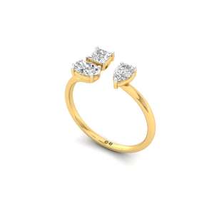 Anillo de Diamantes de Tres Piedras Cultivadas en Laboratorio con Cortes Mixtos, Chapado en Oro de 10K, Joyería de Lujo para Mujer, Regalo de Compromiso o Boda - Product Image 1
