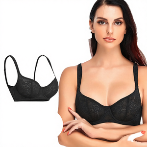 ท็อปเมลอน บราลูกไม้ถักลายแจ็คการ์ดแบบมีโครงบางพิเศษสำหรับฤดูร้อน โพลีเอสเตอร์ 100% คัพ BCDEF แผ่นรองถอดได้ รุ่น ML-YM-PB01M ไซส์พลัส - Product Image 4