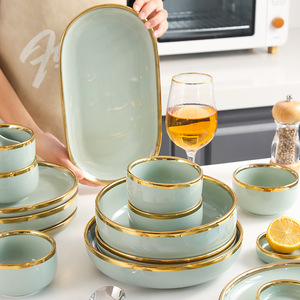 Juego de Vajilla de Porcelana Esmaltada de Color, Portátil, en Oferta, Taza, Plato, Tazón, Apto para Microondas y Lavavajillas - Product Image 3