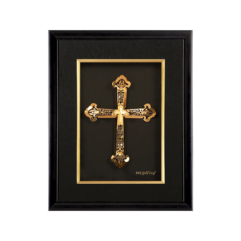 Высокое качество, 3D фото Бога, крест, античный золотой лист, рамка, настенное зеркало, украшение для стен