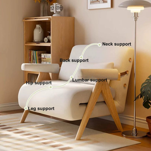 Canapé-lit moderne nordique petit 3 en 1 pour dormir, se détendre, pliable, avec accoudoirs, fauteuil avec dossier réglable sur 6 niveaux - Product Image 3