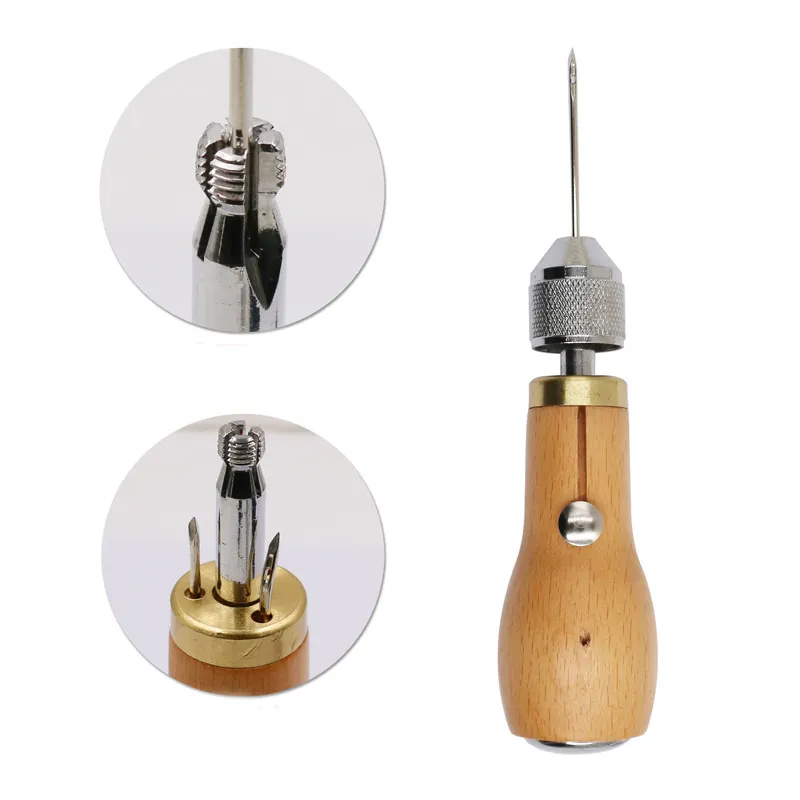 Diy Hand Sewing Awl Tools Kit Leather Waxed Thread Sewing Patchwork Stitching Thread Needle Tool Leather Shoes Bag Craft Tools