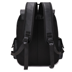 Retro Men's PU <b>Backpack</b> Dark <b>Brown</b> Medium Size Covered Bag For Business Casual Outdoor Use - Product Image 4