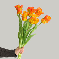 Bunga Tulip Parrot Buatan 3 Tangkai, Realistis, Mirip Asli, PVC Lembut, Dekorasi Meja Fotografi Studio, Hiasan Bunga