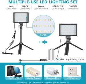 2 packs de kit d'éclairage photographique portable USB LED avec mini trépied réglable et <span class=keywords><strong>filtre</strong></span> de couleur - Product Image 5