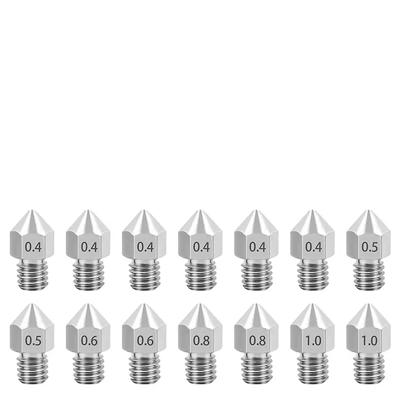 3D Printer Nozzles Stainless Steel Extruder Nozzles 0.2mm 0.3mm 0.4mm 0.5mm 0.6mm for Creality CR-10