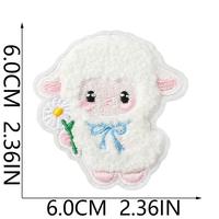 En gros, Patchs brodés en chenille mignons et de qualité supérieure en forme de petites brebis, assortiment d'appliques thermocollantes de dessins animés de moutons pour vêtements, chapeaux, sacs et projets DIY
