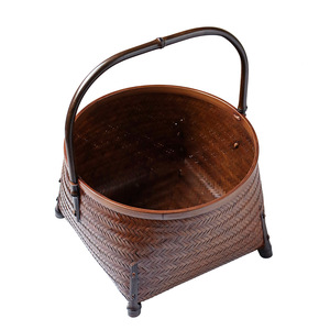Handmade lacquered purple <b>bamboo</b> <b>basket</b> with handle, Zen-inspired retro tea ceremony utensil storage <b>basket</b>, fruit and dessert - Product Image 5