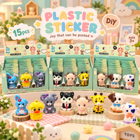 Jouets autocollants en PU mignons en forme d'animaux de dessin animé, série de jouets anti-stress souples, vente en gros directe d'usine