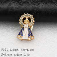 Broche Notre-Dame de la Conception Apparue, plaquée or, avec strass, Miracles Catholiques, en métal