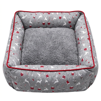 Lit carré pour animaux de compagnie de Noël, canapé-lit doux en peluche pour chien, lit pour chiot et chat imprimé festif, utilisation en intérieur